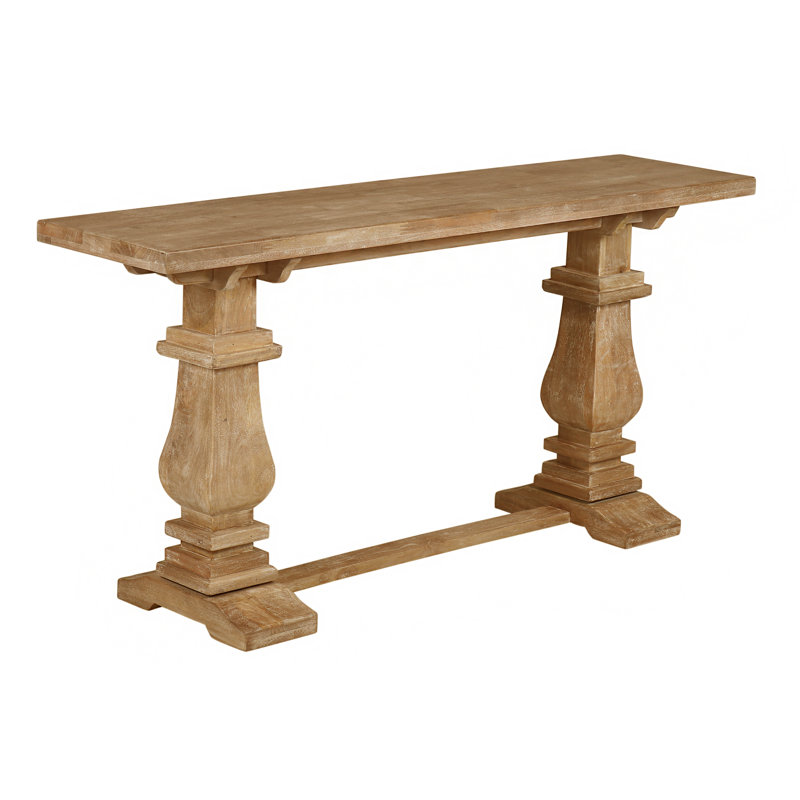 Console en bois massif 63 po Tekla, Blanc délavé
