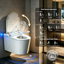 Toilette intelligente suspendue au mur Elegnet, toilette intelligente allongée, siège de bidet intégré, chasse d'eau automatique, couvercle à ouverture / fermeture automatique, siège chauffant, eau chaude / sécheuse, blanc