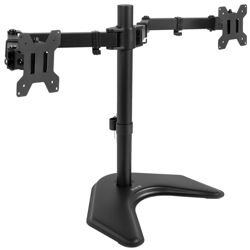 Support pour bureau à deux écrans Vivo, série Stand-V032F, Noir