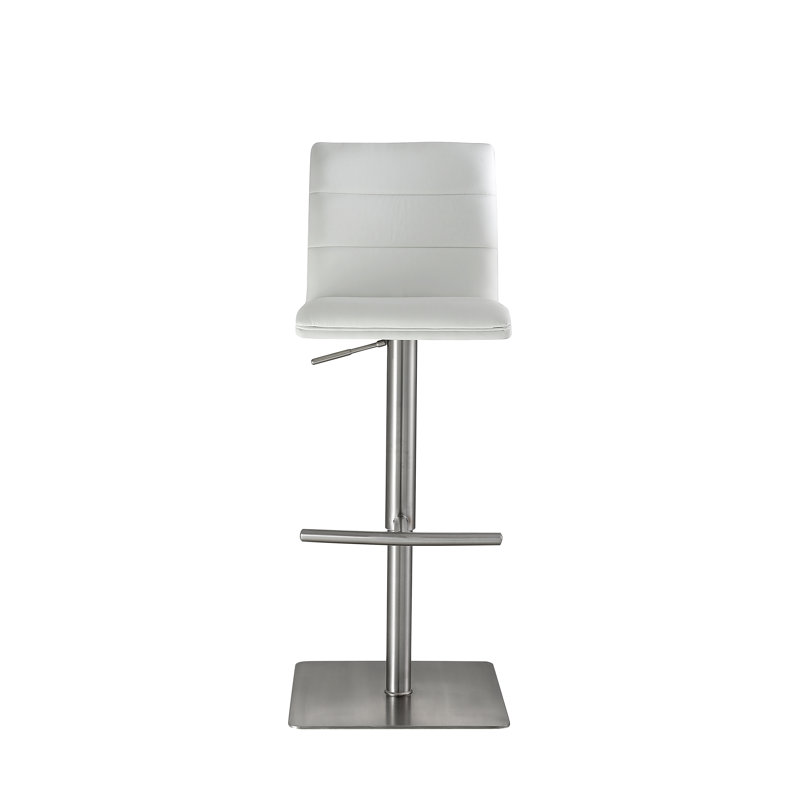 Tabouret tournant à hauteur réglable Kristen, Argent, Blanc glacé