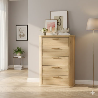 Commode cannelée en bois 45 po |