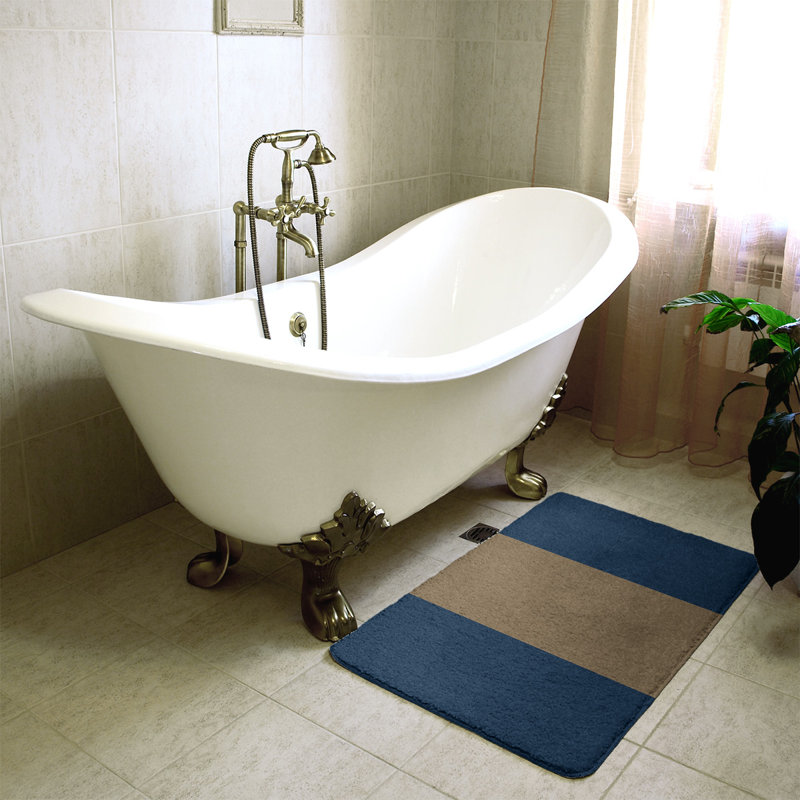 Tapis pour salle de bain Tennessee, l 21 po x L 34 po, Azur / brun
