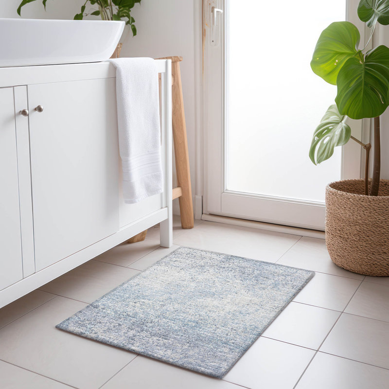 Premium Machine Washable Mayfield AMF36 Blue Rug, Rectangle 1'8" x 2'6"