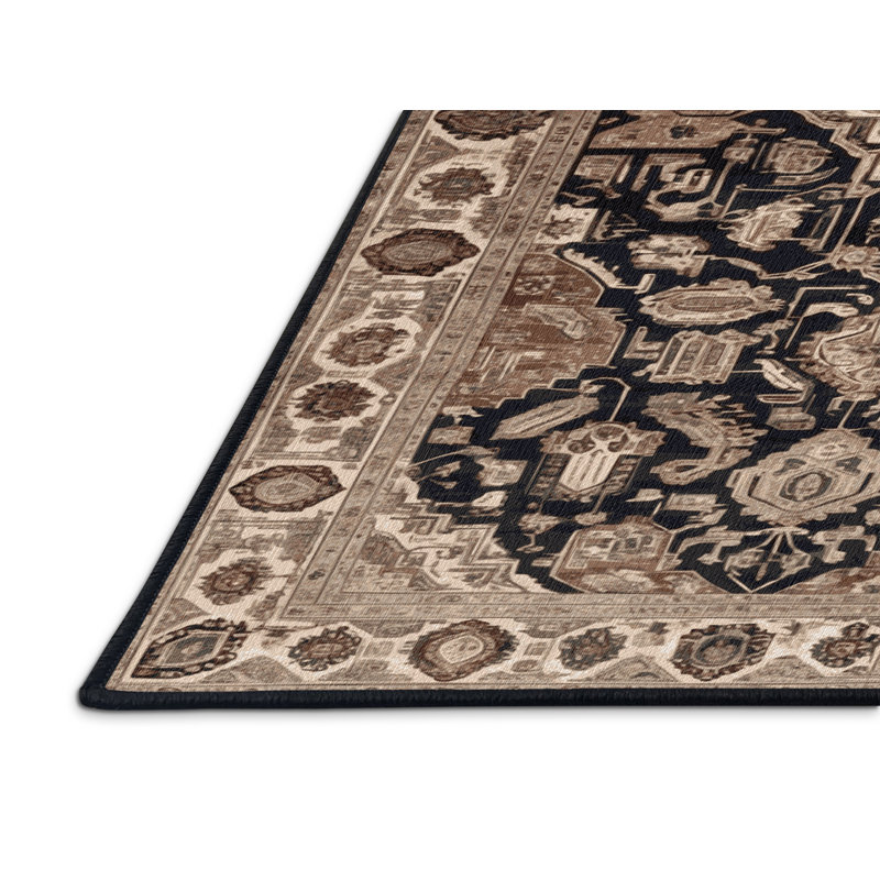 Tapis brun lavable à la machine, Rond 4 pi
