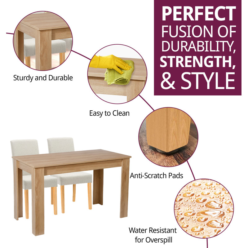 Ludden 4 - Person Dining Set, Beige, 75.5cm H x 120cm L x 70cm W