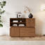 Meuble télé moderne en noyer moderne, centre de divertissement 94,5 po avec tablettes ouvertes et tiroirs, convertible en armoire latérale pour un rangement polyvalent