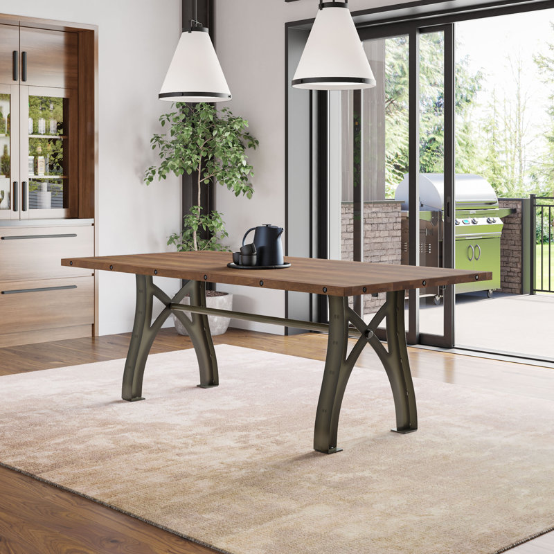 Table de salle à manger Roessler, H 30 po x L 84 po x l 40 po, Marron foncé