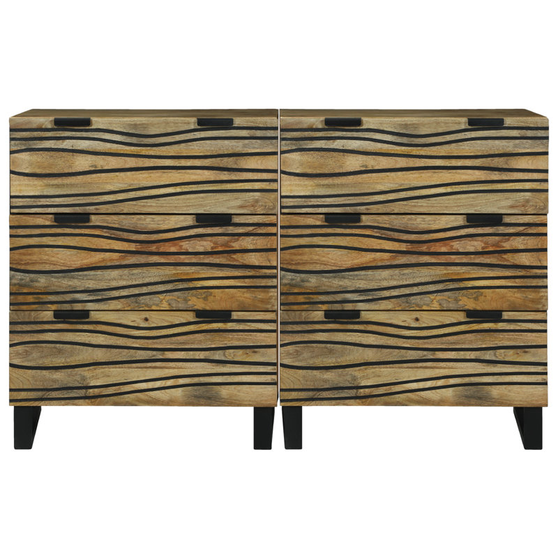 Sideboards 2 Pcs 60 X 33.5 X 75 Cm Solid Mango Wood, Brown