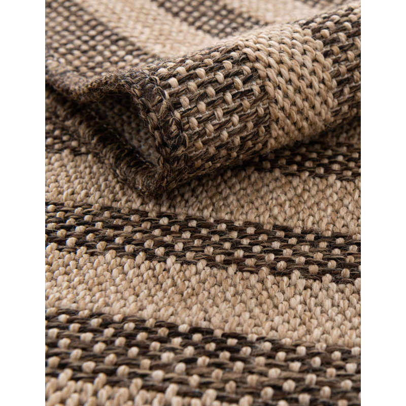 Havenhill Geometric Machine Woven Polypropylene Area Rug in Brown, Runner 2'9" x 12'