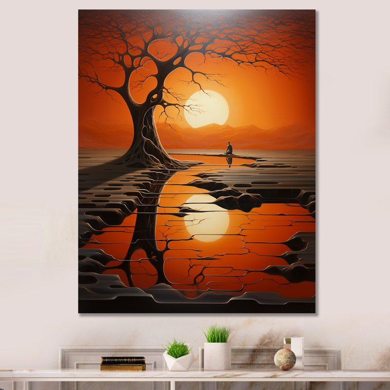 Impression sur toile «Bizare Tangerine River Tranquility I», Toile tendue, H 20 po x l 12 po