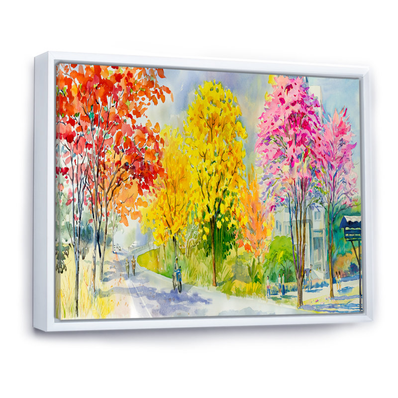 «Path To Four Season Trees», reproduction encadrée sur toile, H 8 po x l 12 po x P 1 po, Cadre flottant blanc