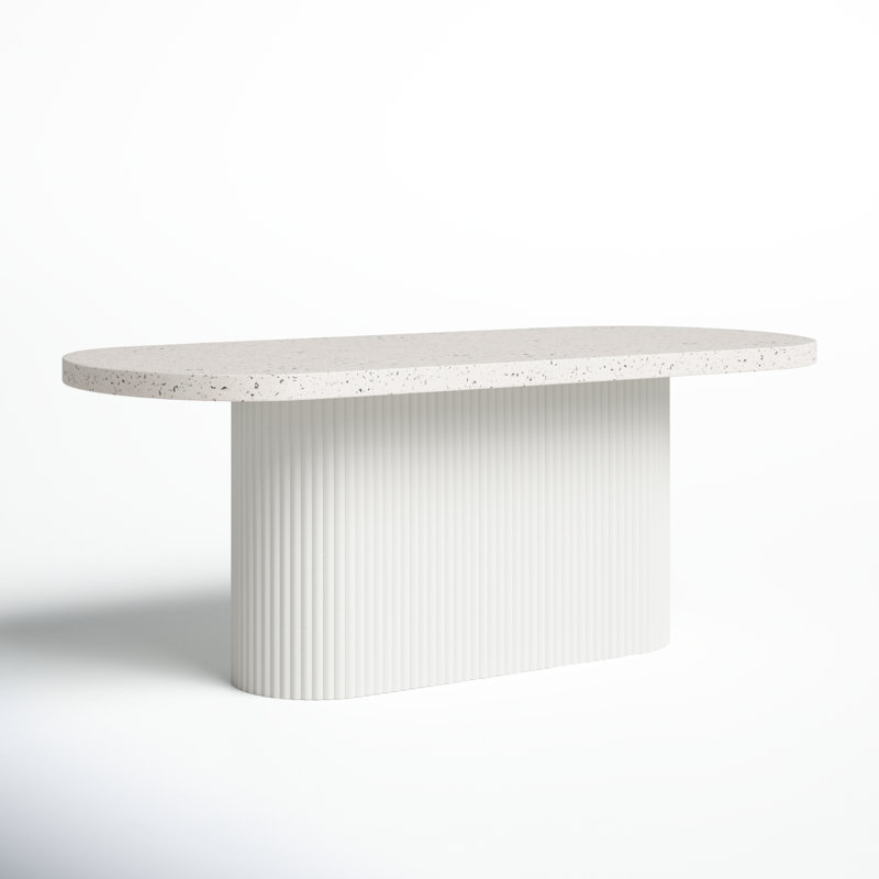 Contemporary Gray Terrazzo Oval Outdoor Dining Table