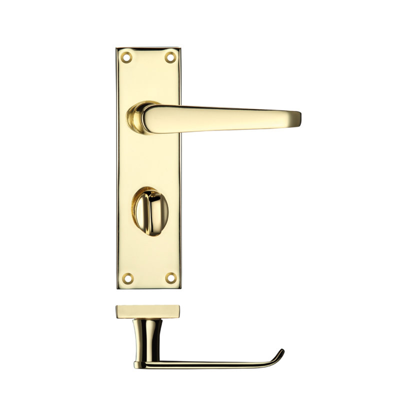 Thon Bathroom Door Handle, Electro Brass