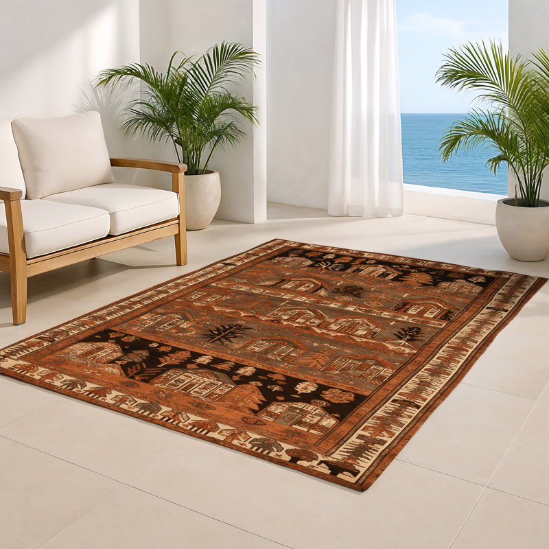 Tapis turc intérieur et extérieur brun, Rectangulaire 2 pi x 3 pi