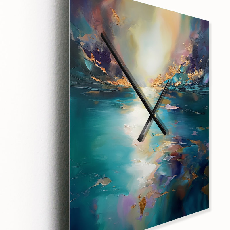 Horloge murale lac surdimensionnée bleu sarcelle I, Grand