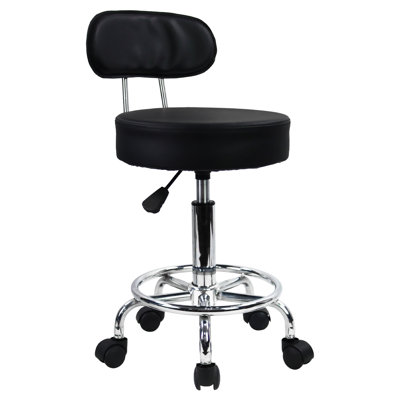 PU Leather Rolling Mid-Back Height Adjustable Lab Stool with Footrest