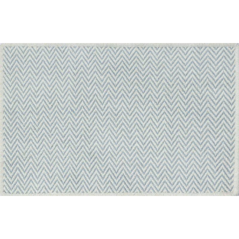 Tapis Pulse tissé à la main en laine à chevrons, motif ciel, 2,44 m x 2,13 m, 8' X 7'