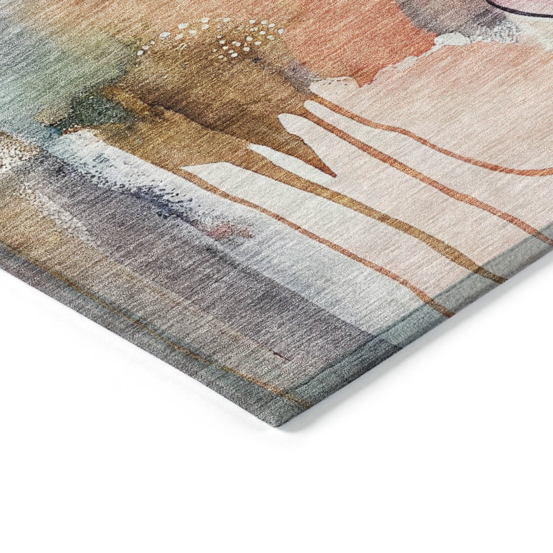Tapis intérieur / extérieur lavable à la machine Xhevrie, Rectangle 2 pi 6 po x 3 pi 10 po