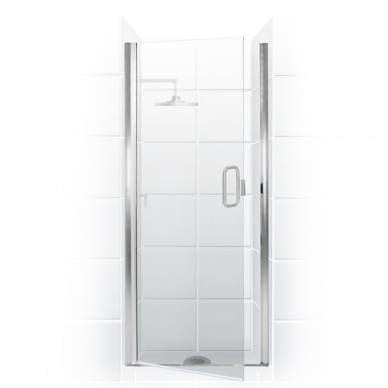 Paragon Series 36" x 69" Hinged Semi-Frameless Shower Door, Brite Silver (Chrome)