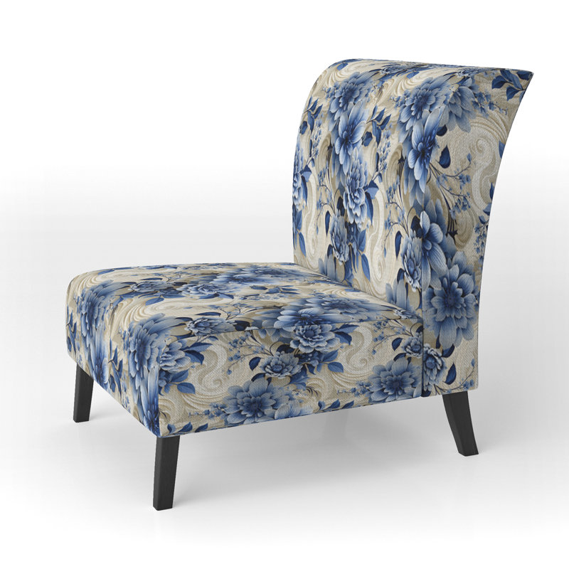Rustic Victorian Brocade Victorian Motif - Chaise d'appoint de chalet rembourrée à motif floral