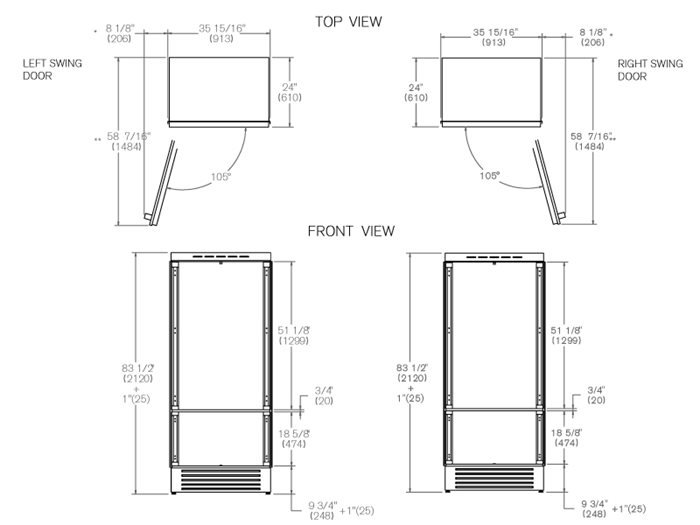 Refrigerator 36" Built-In Bottom Mount With Ice Maker Door, Panel Ready, Left Handed
