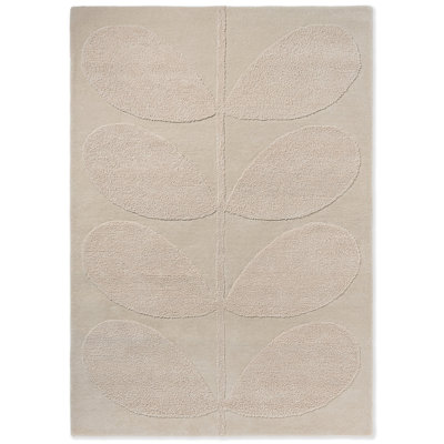 Wool Floral Area Rug in Beige