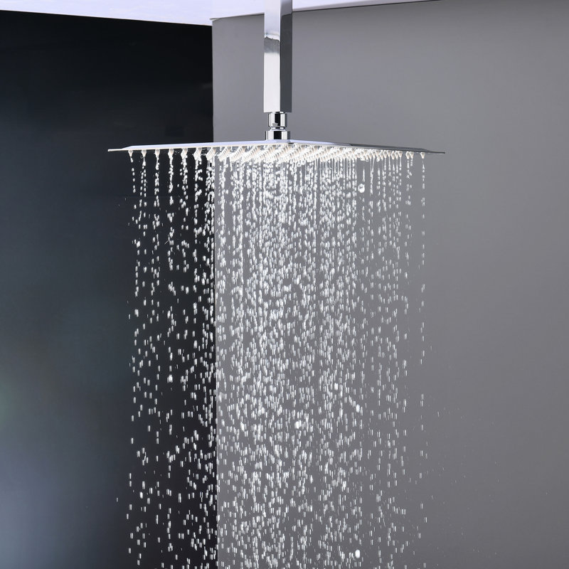 Contemporary Bathroom Faucet System - Wall Mounted Rain Shower Head And Valve With Rainfall Trim, Silver