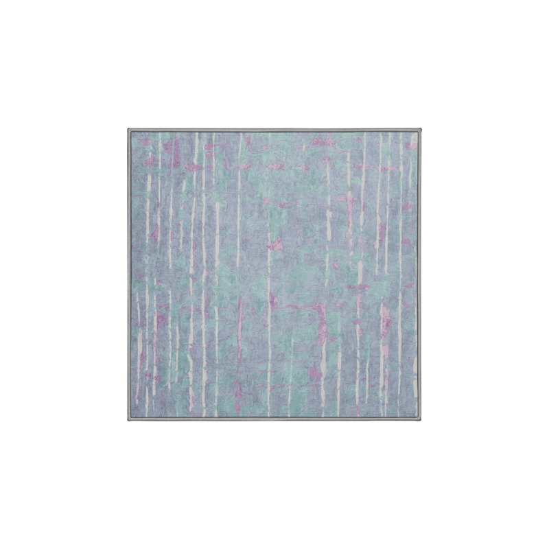 Machine Washable Gray Area Rug, Square 3'