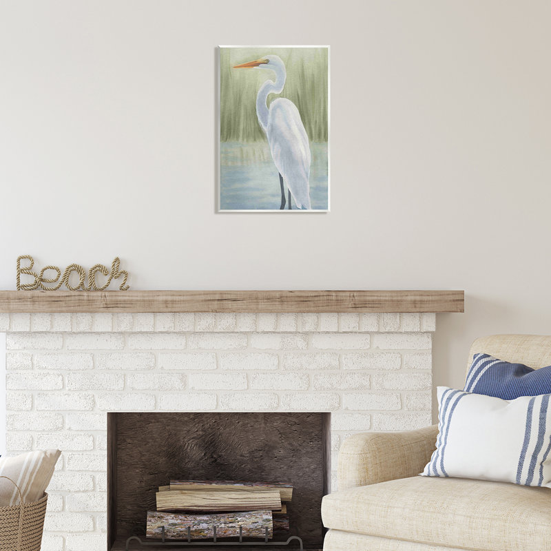 "Stupell Industries Egret on Marsh", art mural sur toile par Grace Popp, H 19 po x l 13 po x P 0,5 po