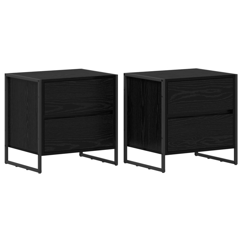 50cm W Manufactured Wood Bedside Table, Black Oak