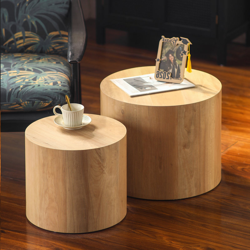 Ensemble de 2 tables basses rondes en bois Nesting, Chêne clair