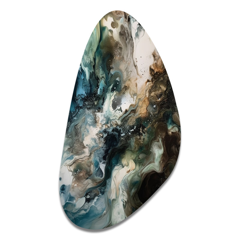 Wrench Green Black Inner Worlds of Marble III - forme géométrique unique, impression sur métal asymétrique moderne