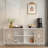 Mid Century Sideboard With Hollow-carved Wood Crafted Detailing And Sliding Doors