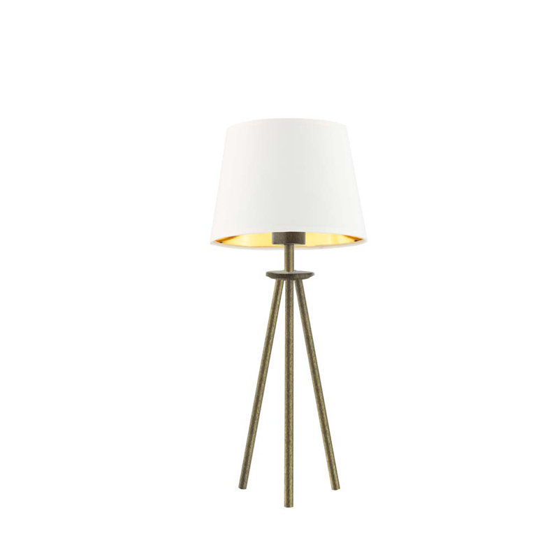 Alcala Metal Tripod Lamp, Old Gold, White
