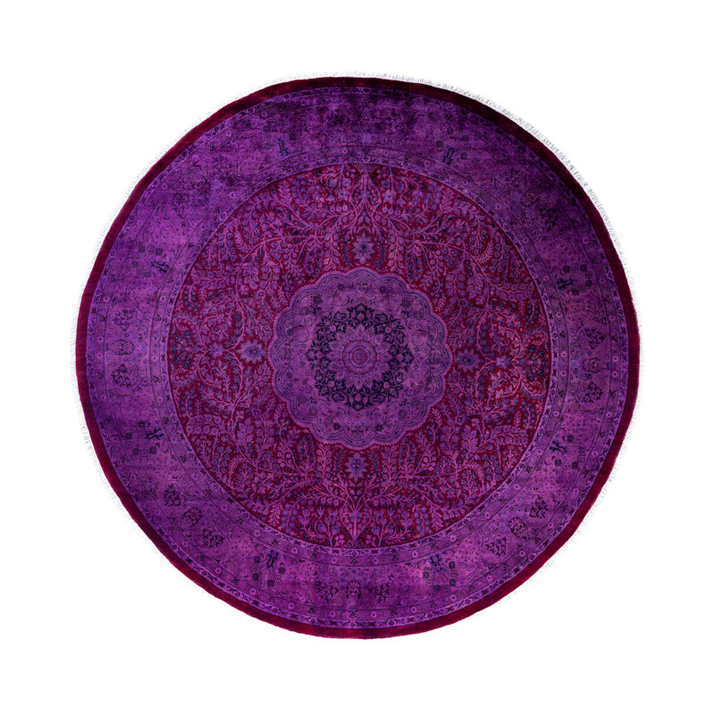 Tapis mauve en laine noué à la main 8 pi 4 po x 8 pi 4 po Chaffin