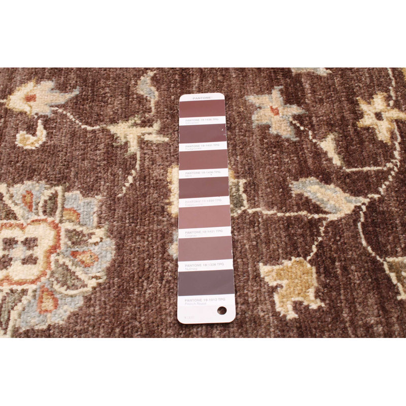 Tapis brun foncé en laine noué à la main de conception unique 8 pi 2 po x 10 pi New Age Chobi