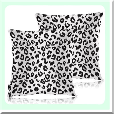 Wildlife Leopard Decor Pillow Covers - Pack of 2 Square Cushion Cases for Couch Sofa - Farmhouse Decoration - Black Spots Throw Pillowcases