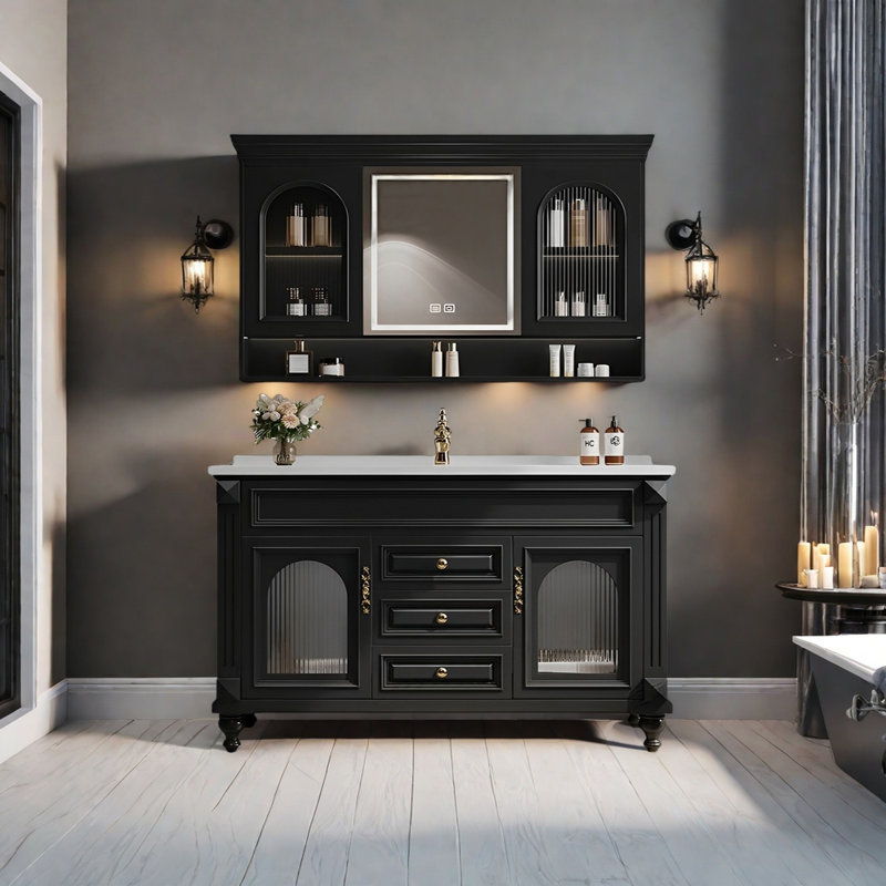 American retro style rest room bathroom cabinet, 31.49" H x 51.57" W x 19.68" D