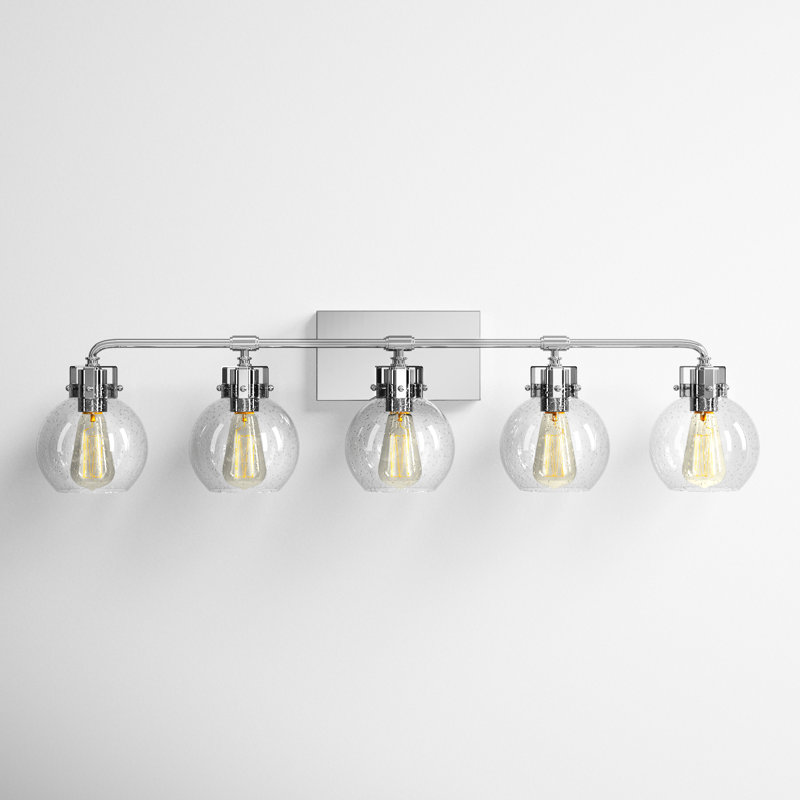 Byrne 5 Light Seeded Dimmable Vanity Light, Chrome