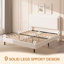 Structure de lit plateforme grand format avec tête de lit ajustable, lit tapissier Cloud, pieds en bois massif, assemblage facile, aucun sommier tapissier requis, blanc-834499755-834499765