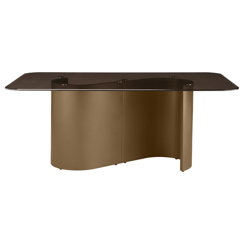 Style sophistiqué - Table de salle à manger rectangulaire en verre 72 pouces Zenia Bronze