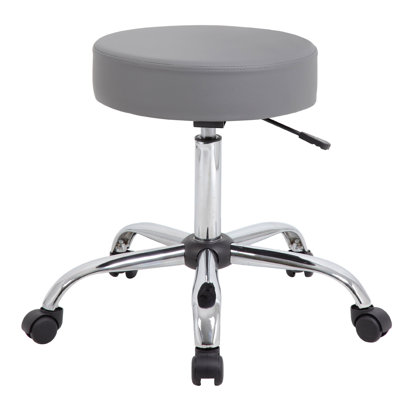 Fea Medical Swivel Stool, Round Padded Seat, Rolling Chrome Base by Benjara