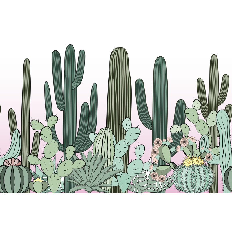 Seamless Pattern With Cactus - Wrapped Canvas Print, 30cm H x 46cm W x 3.8cm D