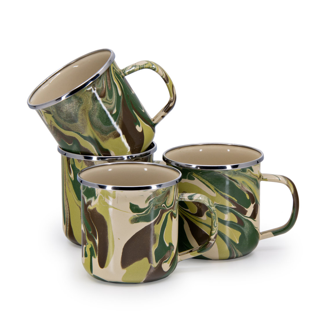 Camouflage Enamelware Coffee Mug (Set of 4) Golden Rabbit