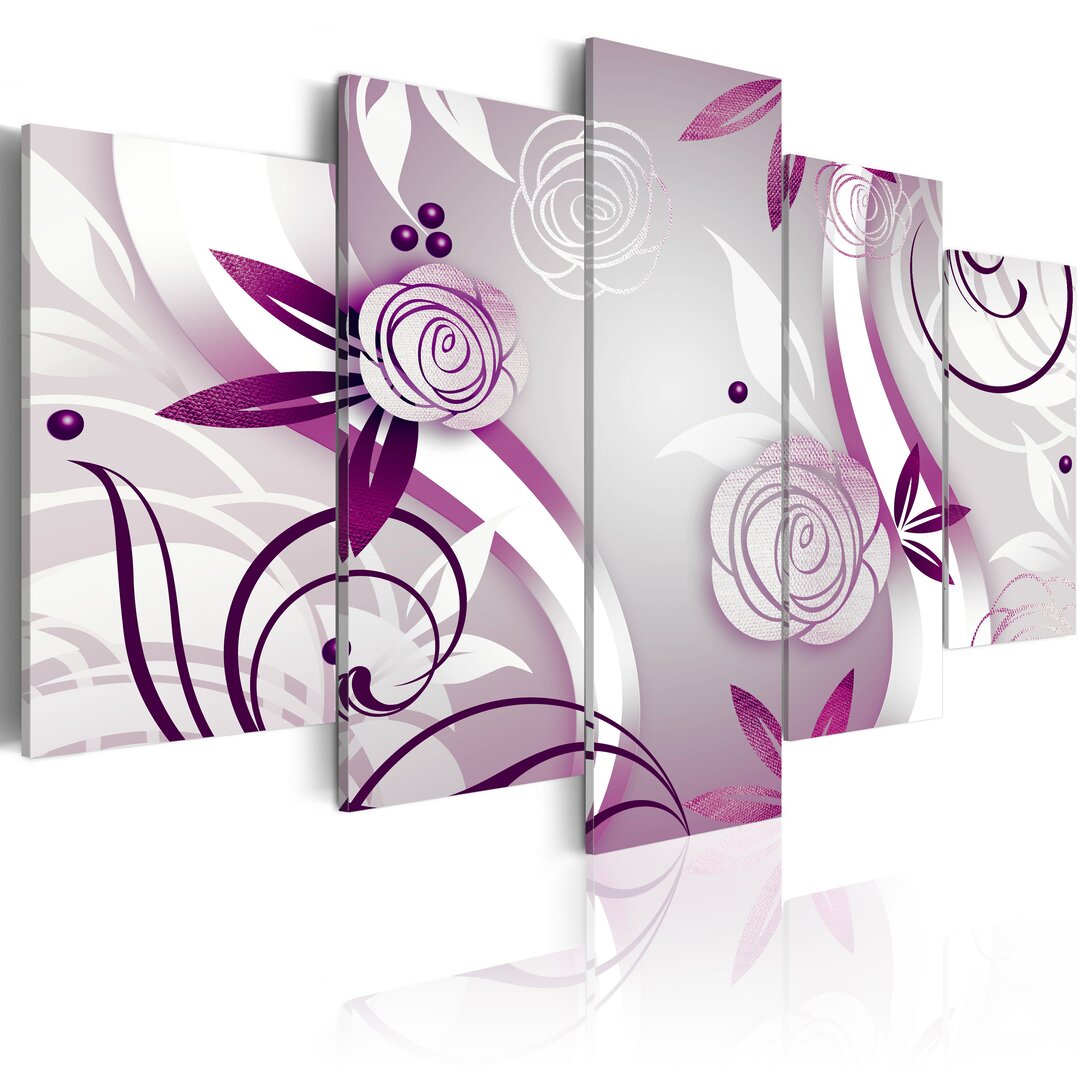 5-tlg. Leinwandbilder-Set Violet Roses