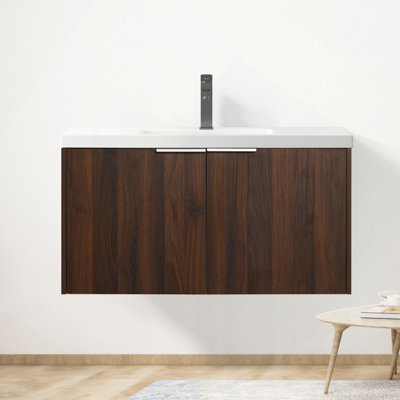 Modern Design 36" Float Mounting Bathroom Vanity With Sink Soft Close Door,2 Doors