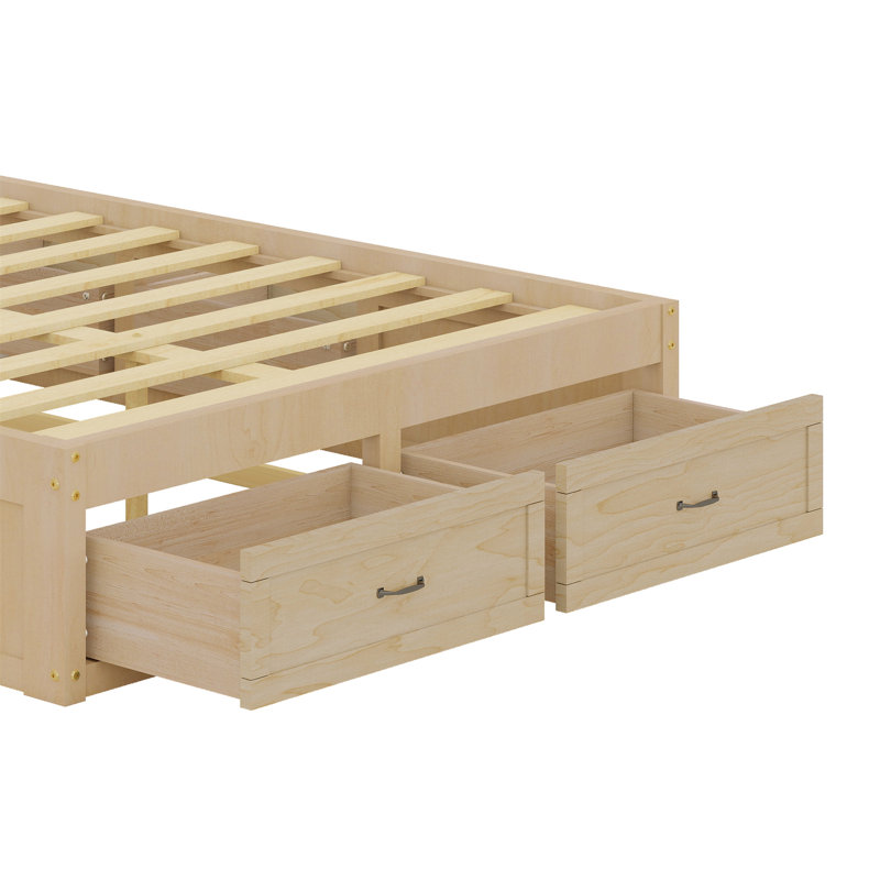 Platform Bed With 6 Storage Drawers, Antique Natural, Queen