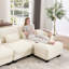 Canapé d'angle modulaire capitonné avec poufs amovibles-1443670429