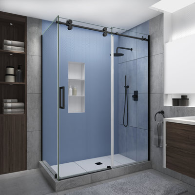 Langham XL 56" - 60" W x 32" D x  80" H Frameless Rectangle Shower Enclosure