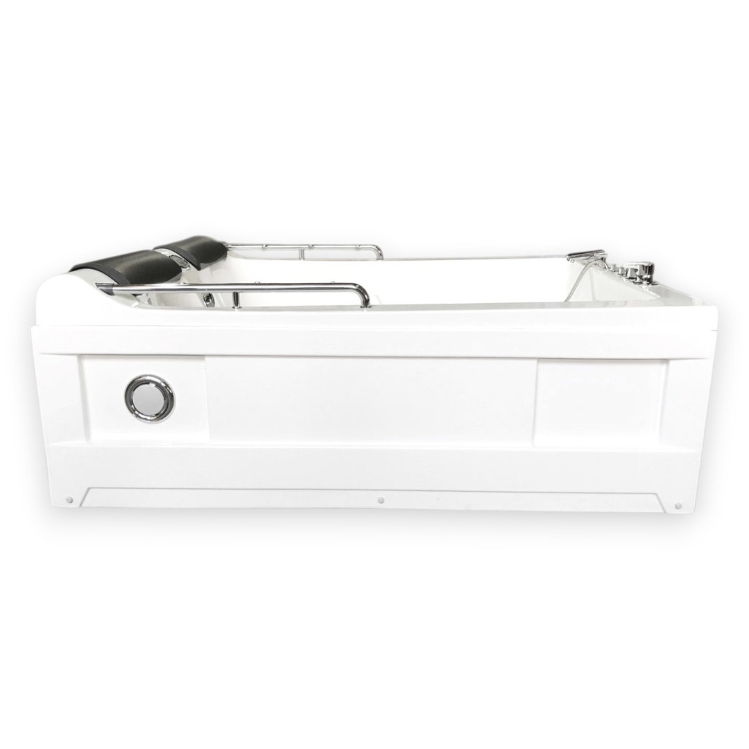 MIMI 69" x 52" 2-Person White Corner Whirlpool Bathtub with Heater & 14 Jets Simba USA Inc